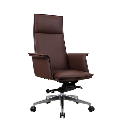 Brown Ergonomic Office Leather Chair Executive SGS BIFMA Certification