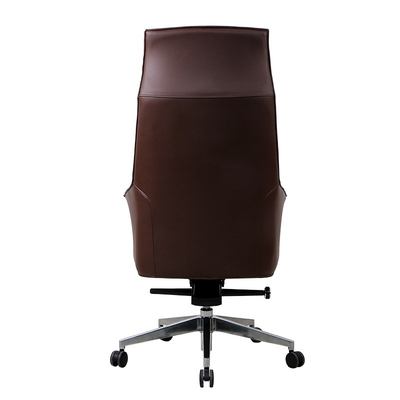 BIFMA Ergonomic Task Chair PU Brown Leather Rolling Chair Curved Plank